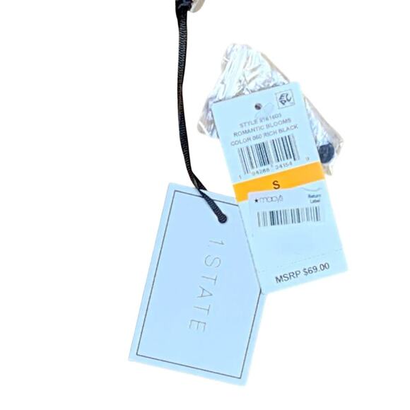 1. State Black Sparkly Open Shoulder Cropped Mock Turtleneck -Size S NWT - Picture 4 of 7